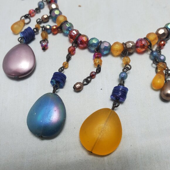 Bijou multi color bohemian beaded necklace - Picture 4 of 7